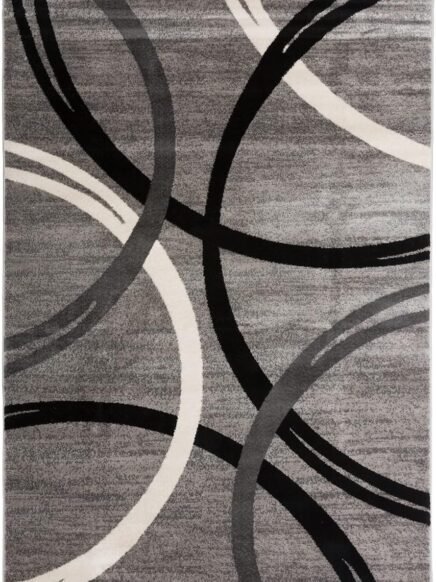 Modern Wavy Circles Design Area Rug 5'3" x 7'3" Gray